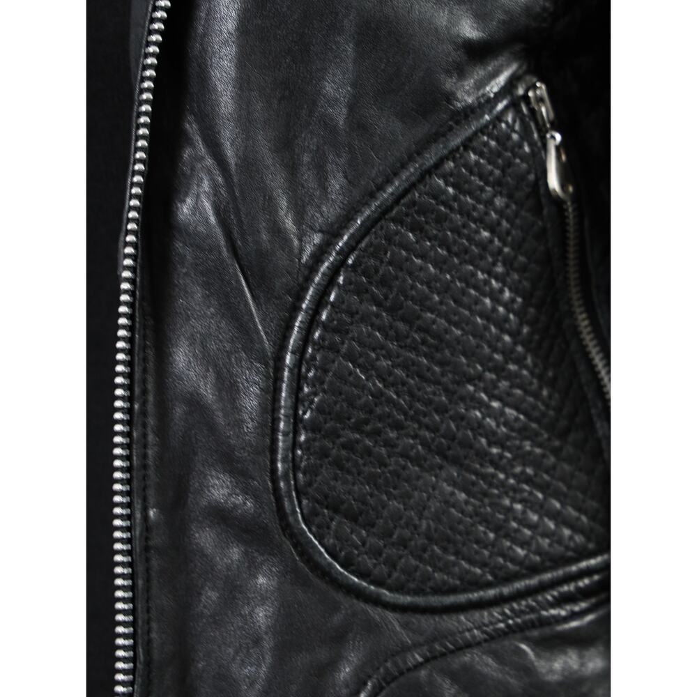 Moto Luxe Biker DOMA 100% Leather Quilted Woven Black Jacket Edgy Chic S - Picture 7 of 16